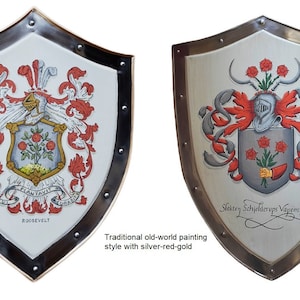 Knight Shield with hand painted Family Crest Coat of Arms Shield- Medieval Gift Idea