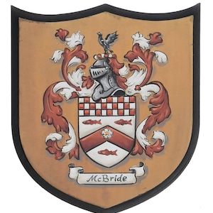 Traditional Family Crest Painting Wall Plaque 14 x 17-inch Coat of Arms wooden decor- heraldry gift idea