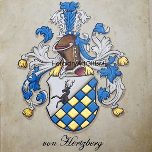 Family Crest Painting Hand painted Coat of Arms Design, Family Crest Wedding Gift Idea Watercolor Paper or Canvas