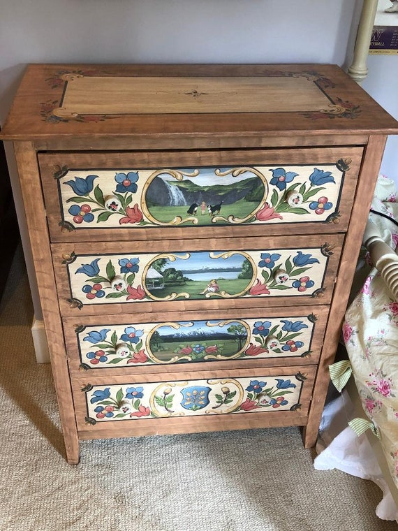 Folk Art Dresser Custom Hand Painted Furniture Bauernmalerei Etsy