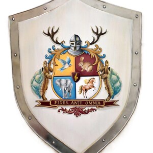 AI-Generated Family Crest – Hand-Painted Knight Shield, Heraldry Artwork image 9