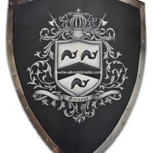 Sargent family crest knight shield, painting after AI-generated image