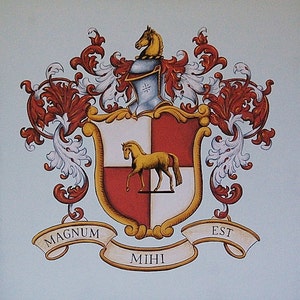 Personalized Family Crest Painting, Hand painted Coat of Arms