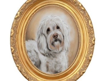 Portrait de chien personnalisé, peinture de portrait miniature, portrait d&#39;animal de compagnie commémoratif à partir d&#39;une photo peinte à la main sur ivoire