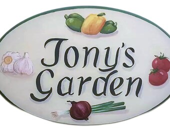 Garden signs, name plaque- custom hand painted garden plaque vegetable or flower garden