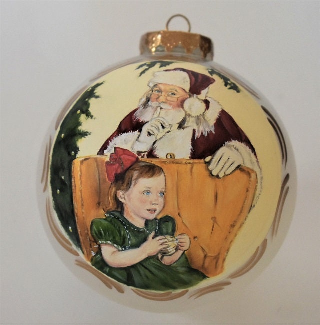 Baby's First Christmas Baby Portrait Painting with Santa | Etsy