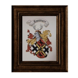 Family Crest Painting, Hand painted Coat of Arms Design - Family Crest Gift, Watercolor Paper or Canvas