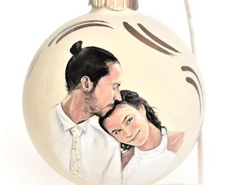 Ritratto di matrimonio personalizzato dipinto su ornamento da 4 pollici