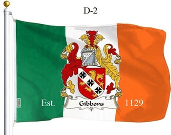 SALE- Family Coat of Arms Flag, Irish Flag Family Crest Banner,