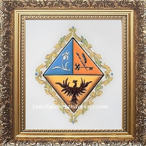 Women Coat of Arms - family crest paintings on canvas, leather or watercolor paper, women in heraldry