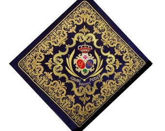 Exclusive XL medieval embroidery Coat of Arms banner wall decor - ornate family crest hand embroidered banner