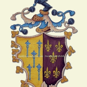 Old style heraldry Coat of Arms paintings, hand painted ancient artistry of heraldic art