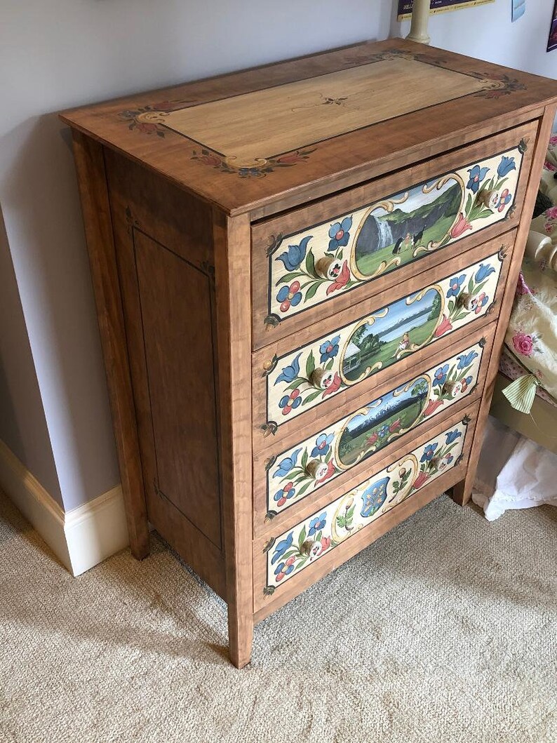 Folk Art Dresser Custom Hand Painted Furniture Bauernmalerei Etsy