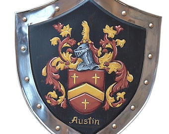 Family Crest Painting, Coat of Arms Shield- Hand Painted Medieval Knight Shield Wall Decor
