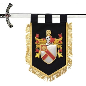 Family crest embroidery heraldry flags, artist designed family Coat of Arms banner, personalized embroidered family crest flags