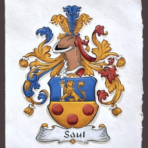 Coat of Arms Hand Painted Family Crest Design - Wedding Gift Idea