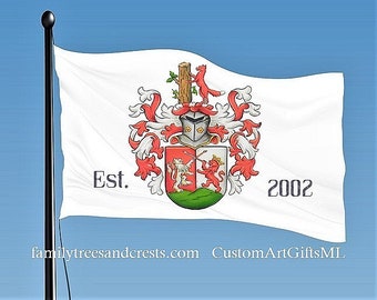 Personalized Family Coat of Arms Flag Medieval Heraldry Flags - Banners up to 10 ft. - artist custom designed house flags.