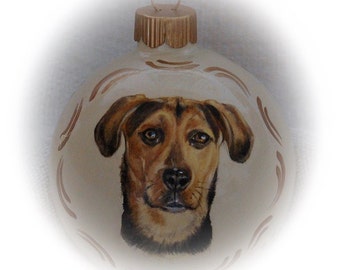 Pet portrait painting ornament, hand painted dog portrait or cat portrait painting, custom pet portrait ornament