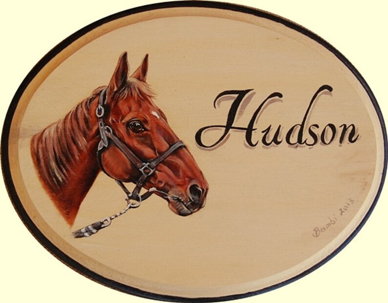 Custom Hand Painted Horse Plaque Personalized Stall Sign W. Etsy