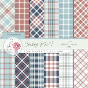 Cowboy Plaid 1 Digital Paper Pack, Seamless