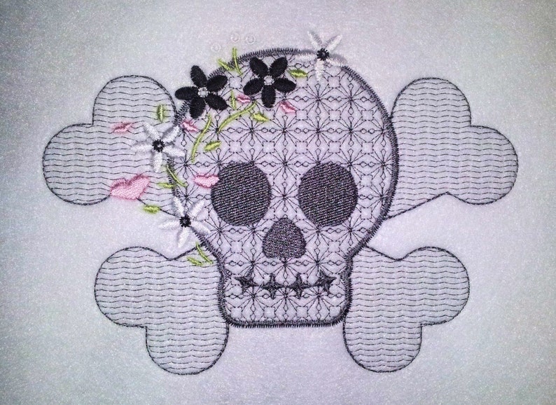 Skull flowers  hearts machine jessecmault design  etsy