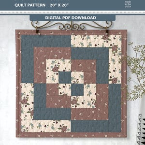 Charmed Treasure Quilt Pattern, Log Cabin Quilt, 20x20 Inch