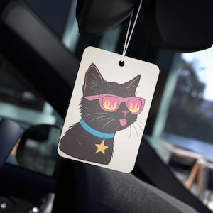 Assainisseur d'air Cool Cat | Décoration de voiture amusante, Cadeau pour amoureux des chats, Jolie médaille parfumée, Désodorisant pour automobile, Accessoire de voiture unique