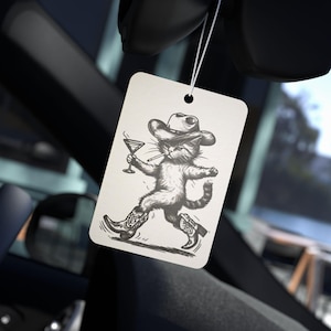 Désodorisant pour chat de cow-boy, décoration de voiture amusante, cadeau pour amoureux des animaux de compagnie, accessoire automobile unique, odeur agréable, style maison mignon