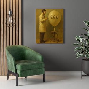 Impression d&#39;art lunatique sur toile Ego, décoration murale unique pour la maison, cadeau pour les amateurs de psychologie, oeuvre d&#39;art pour le bureau, oeuvre d&#39;art originale, décoration inspirante