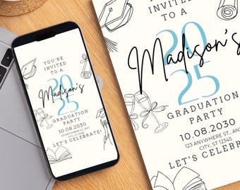 DIY Graduation Invitation Template 2025 Craft Project Canva Editable Handmade Style Digital Download Creative Minimalist