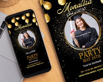 High School Graduation Invitation Template 2025 Canva Editable Senior Party Invite Digital Download Printabl