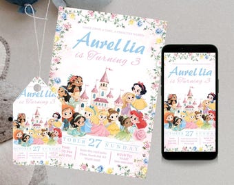 Princess Birthday Invitation Template Digital Editable Canva Party Invite Instant Download Fairy Tale Theme Birthday Decorations Royal