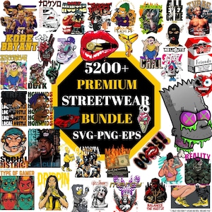 5200+ Premium Latest Streetwear T-Shirt Design Bundle | PNG SVG AI | Hip Hop & Pop Culture | pod Graphics for Shirts, Mugs, Posters