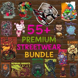 55+ Premium Latest Streetwear T-Shirt Design Bundle | PNG SVG AI | Hip Hop & Pop Culture | pod Graphics for Shirts, Mugs, Posters
