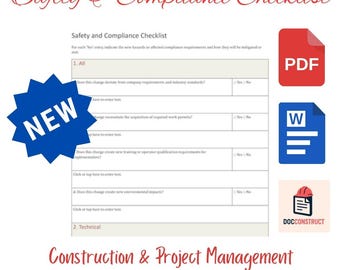 Safety and Compliance Checklist Digital Download PDF & WORD DOC