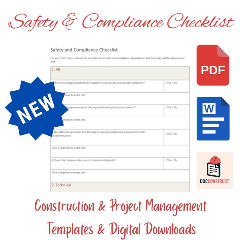 Safety and Compliance Checklist Digital Download PDF & WORD DOC - Etsy