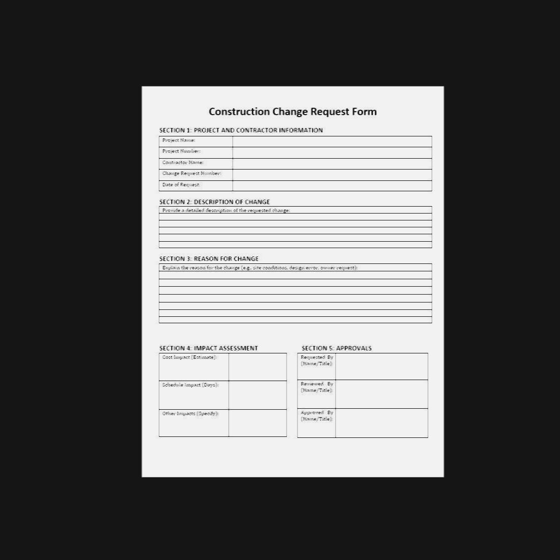 Construction Rework Form.pdf Construction Change Request Form Editable PDF & DOC Contractor Change ...