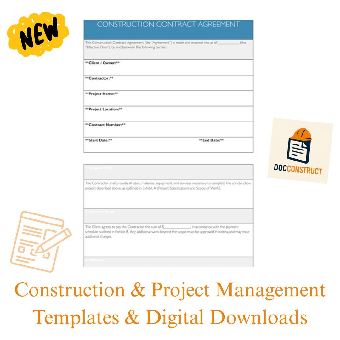 Construction Contract Agreement Template Contractor Legal Form PDF ...