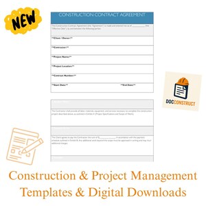 Construction Contract Agreement Template Contractor Legal Form PDF & WORD DOC