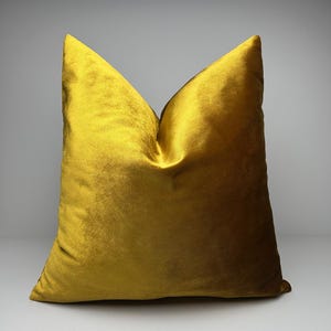 Gold Luxury Velvet Throw Pillow | Yellow Gold Pillowcase | Euro Sham Cover | Decorative Cushion | Pillow For Couch | Sofa Accent Pillowcase