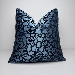 Navy and Black Leopard Pillow Cover | Chenille Luxury Throw Pillow | Animal Print Living Room Cushion | Navy Lumbar Throw Pillow | 20x&quot; 24x&quot;
