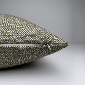 Green and Beige Basketweave Woven Pillow Cover | Linen Textured Pillow | Farmhouse Couch Throw Pillow | Green Plaid Pillow | Euro Sham Cover