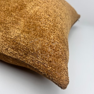 Camel Chenille Textured Euro Sham Pillow Cover • Thick Fabric Decorative Cushion • Cozy Sofa Throw Pillowcase • Soft Plush Lumbar Pillow