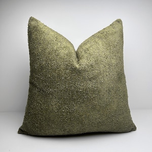 Green Luxury Boucle Throw Pillow • Olive Green Boho Pillow Cover • Textured Euro Sham • Soft Cozy Home Decor • Moss Green Pillow Cover