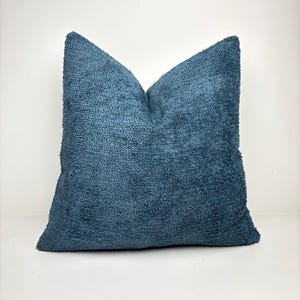 Navy Blue Boucle Pillow Cover: Soft Textured Cushion, Modern Decor