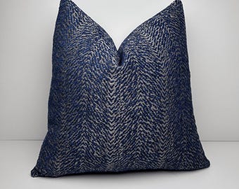 Funda de almohada de espiga azul marino: cojín tejido bohemio, funda de almohada europea