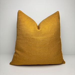 Mustard Basketweave Linen Pillow Cover, Mustard Textured Euro Sham, Yellow Throw Pillow Thick Fabric, Modern Cozy Cushion Cover Father&#39;s Day
