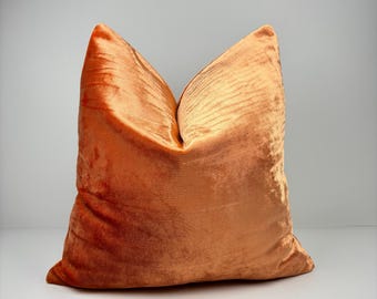 Luxury Salmon Velvet Pillow Cover: Iridescent Euro Sham, Custom Cushion