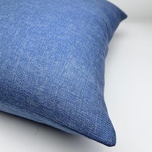 Denim Blue Linen Pillow Cover, Indigo Blue Throw Pillow,  Euro Sham Cover or Lumbar, Denim Cushion Cover, Sofa Couch Pillow Cover, 20x20