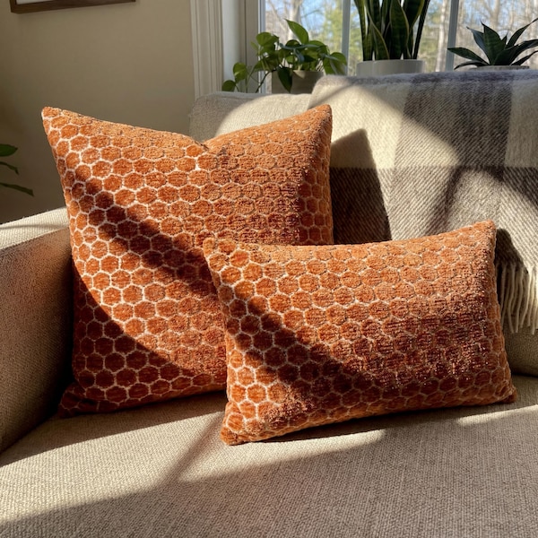 Rust Orange Textured Pillow Cover: Dotted Euro Sham & Lumbar